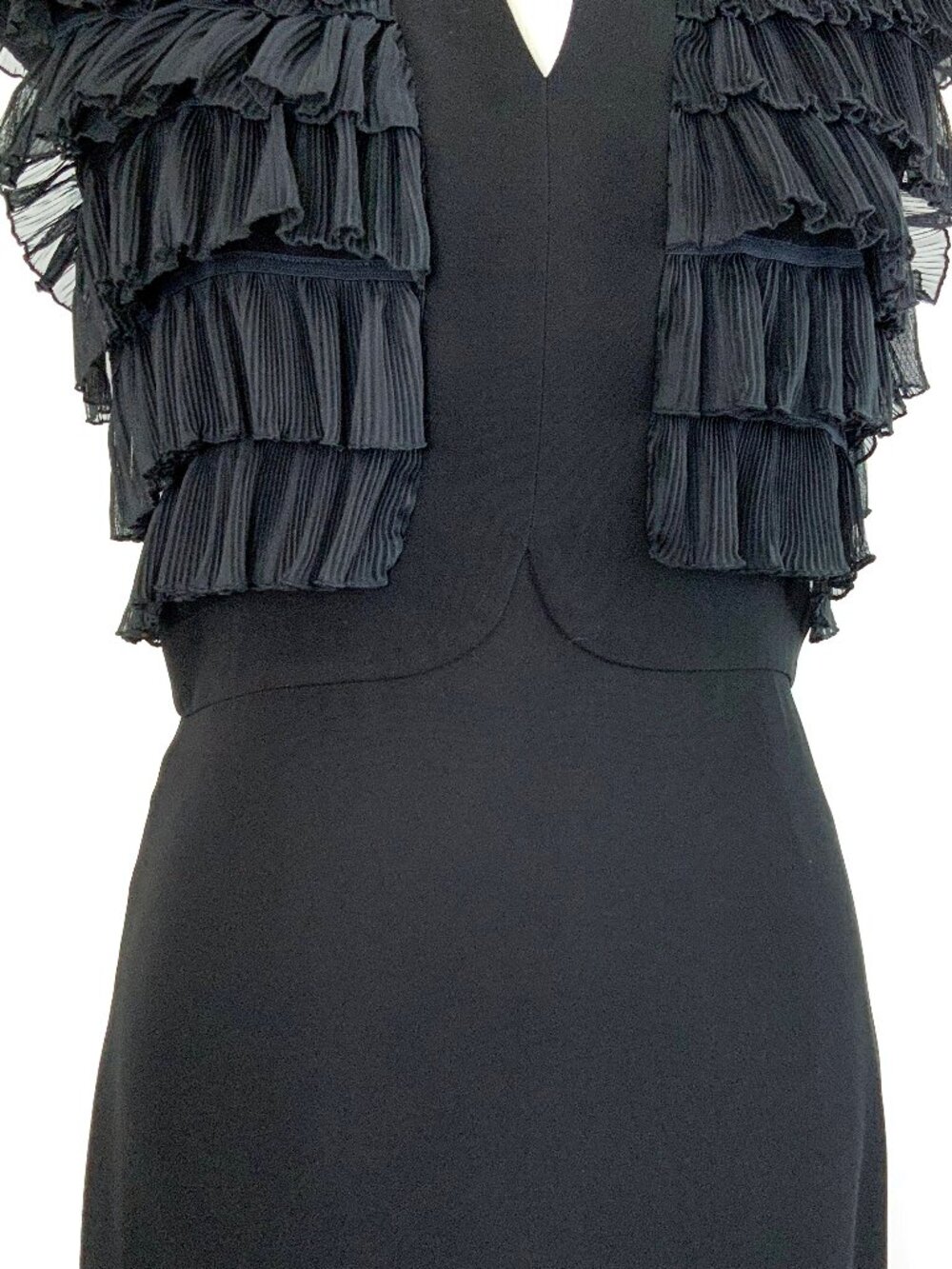 Vintage Badgley Mischka Black Tiered Ruffle Cocktail Party Dress Size 6 - Picture 9 of 16